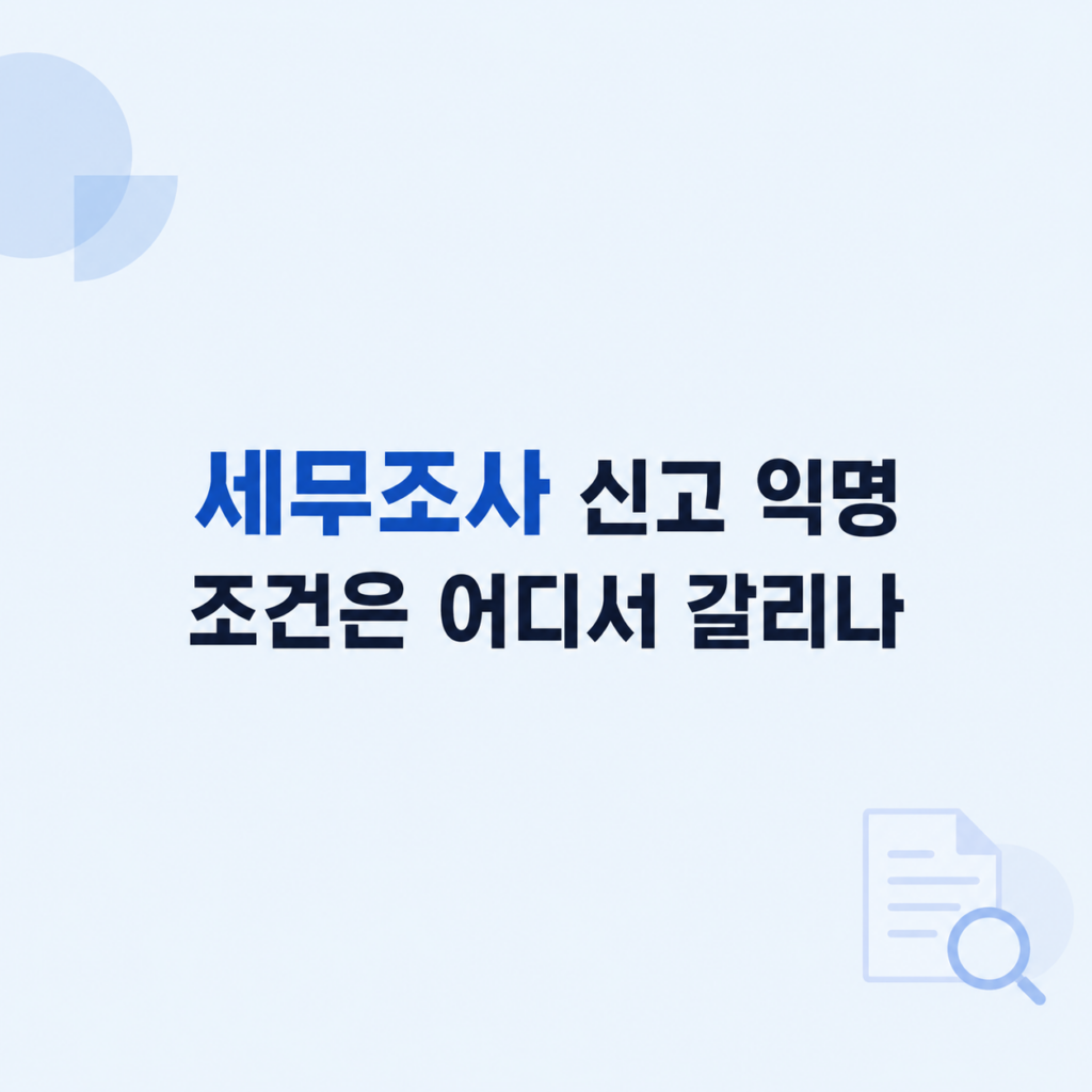 세무조사 신고 익명 증빙 조건 차이